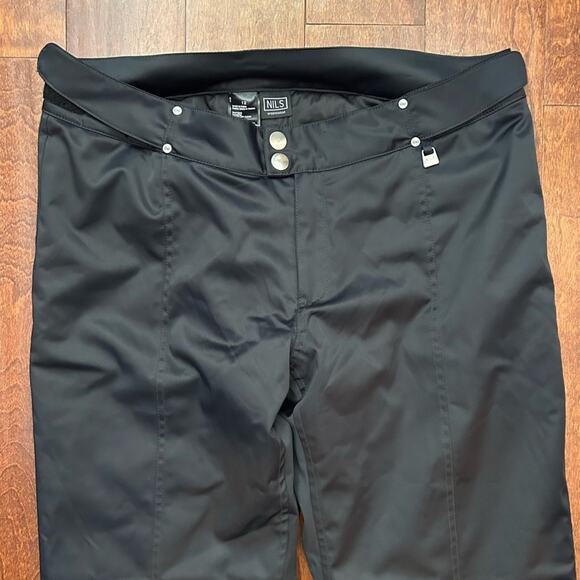 NILS Women’s Satin-y Black Snow Pants, Size 12 - Picture 3 of 12